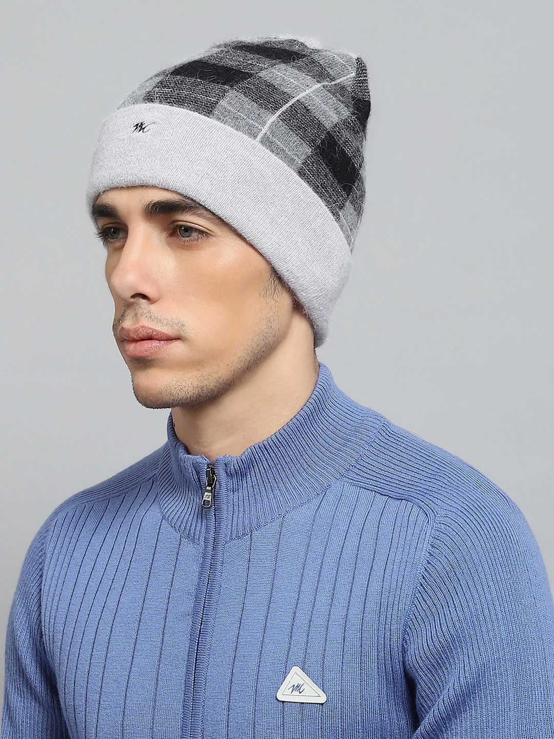 Men Grey Self Design Cap - Image 3