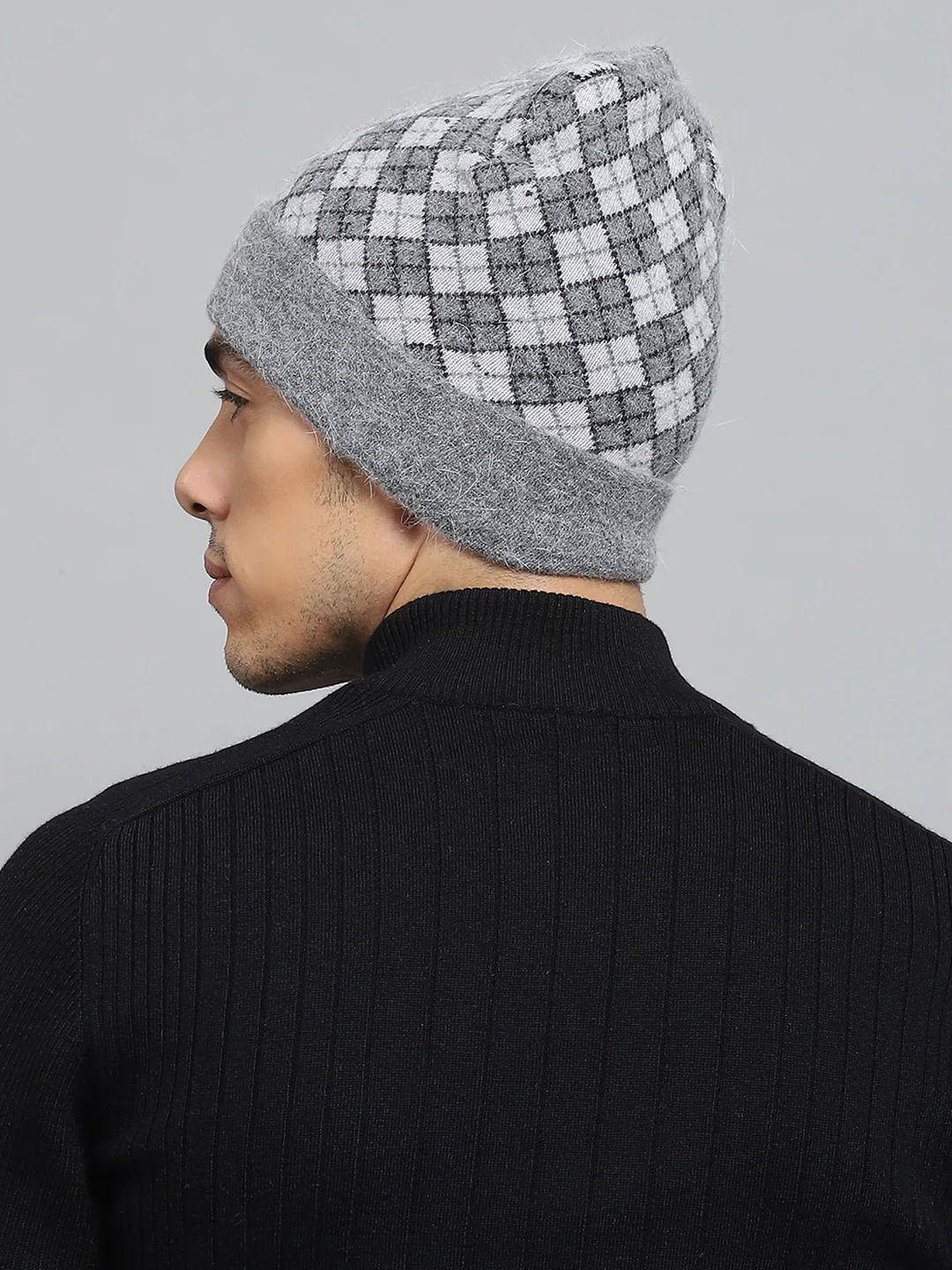 Men Grey Self Design Cap - Image 5