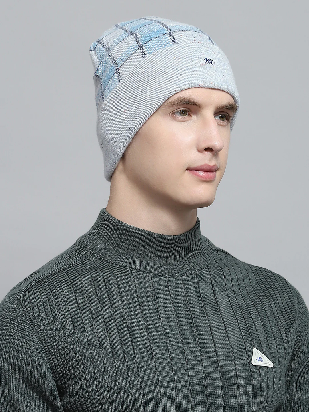 Men Grey Self Design Cap - Image 4