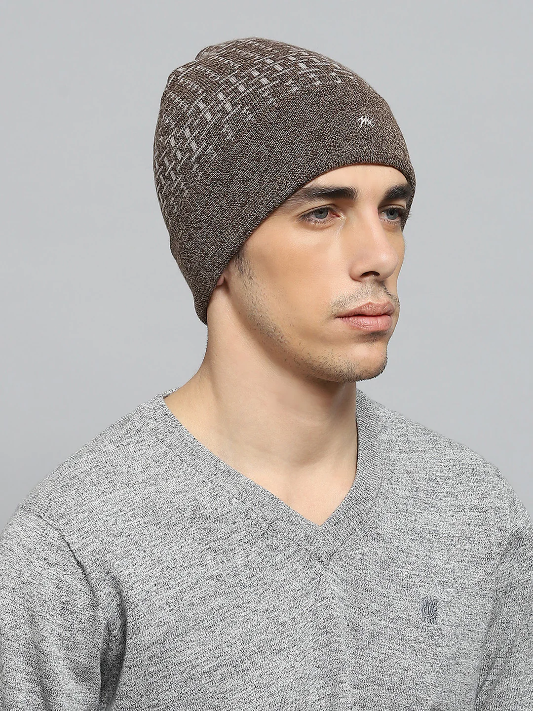Men Grey Self Design Cap - Image 4
