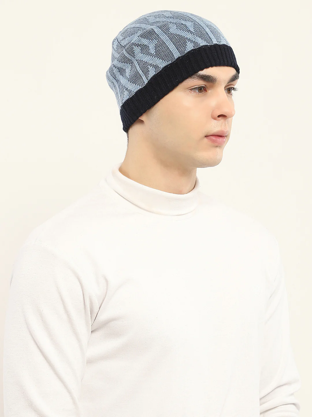 Men Grey Self Design Cap - Image 4