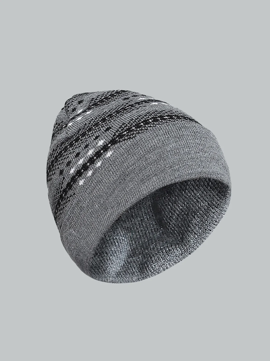 Men Grey Self Design Cap - Image 2