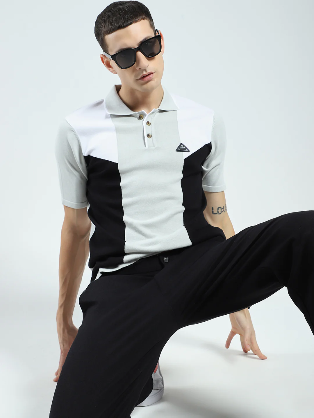 Rock.it Men Grey Self Design Collar Half Sleeve T-Shirt - Image 6