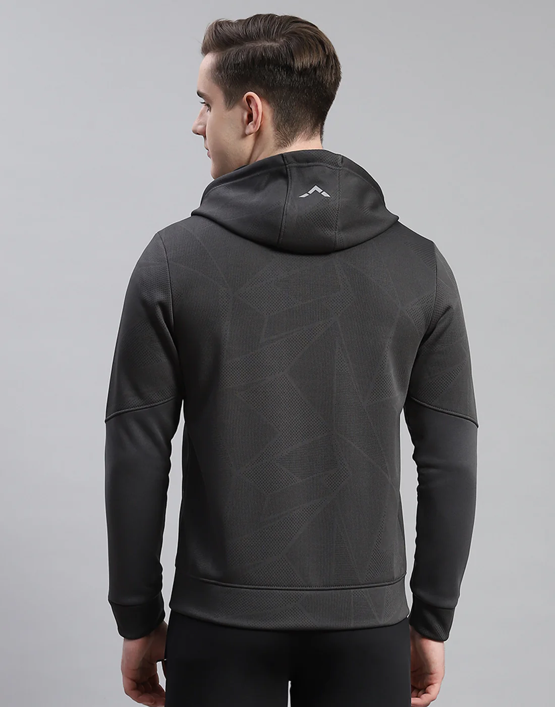 Rock.it Men Grey Self Design Hooded Full Sleeve Sweatshirt - Image 5