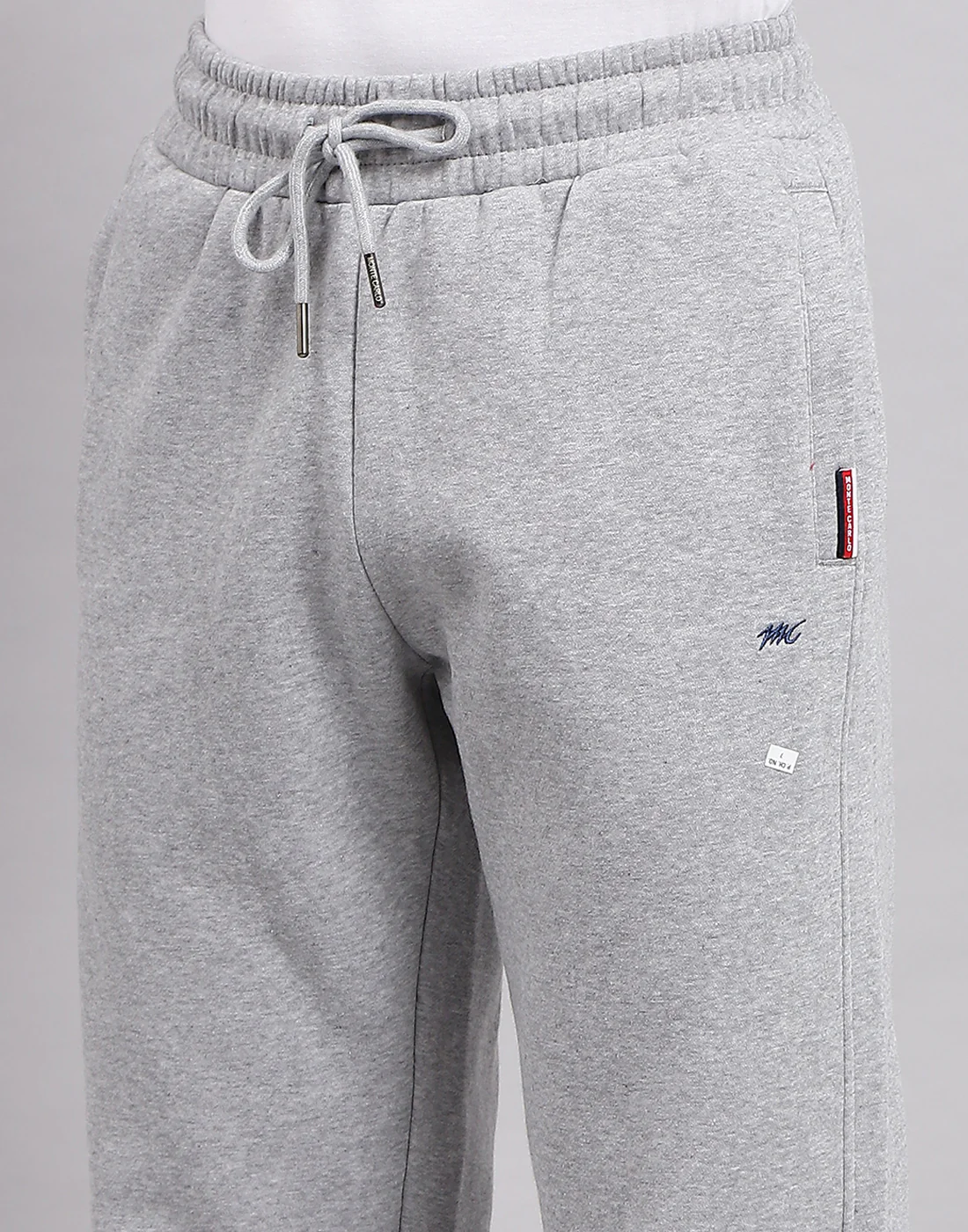 Men Grey Self Design Mock Neck Full Sleeve Winter Tracksuit - Image 9