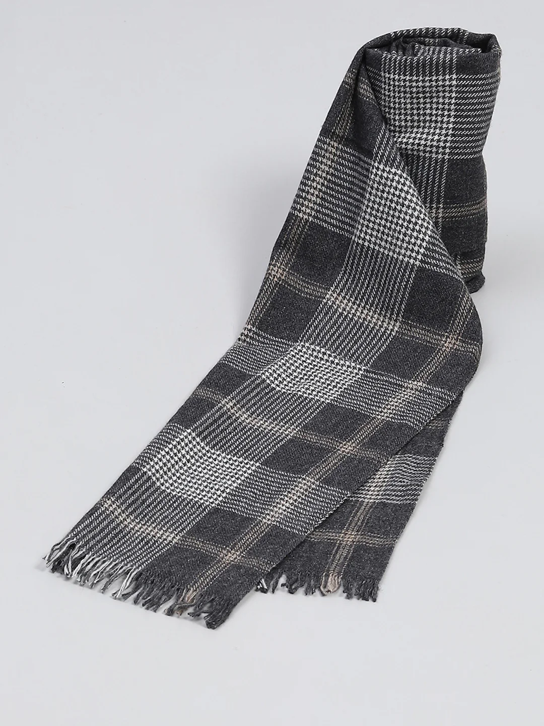 Men Grey Self Design Muffler - Image 6