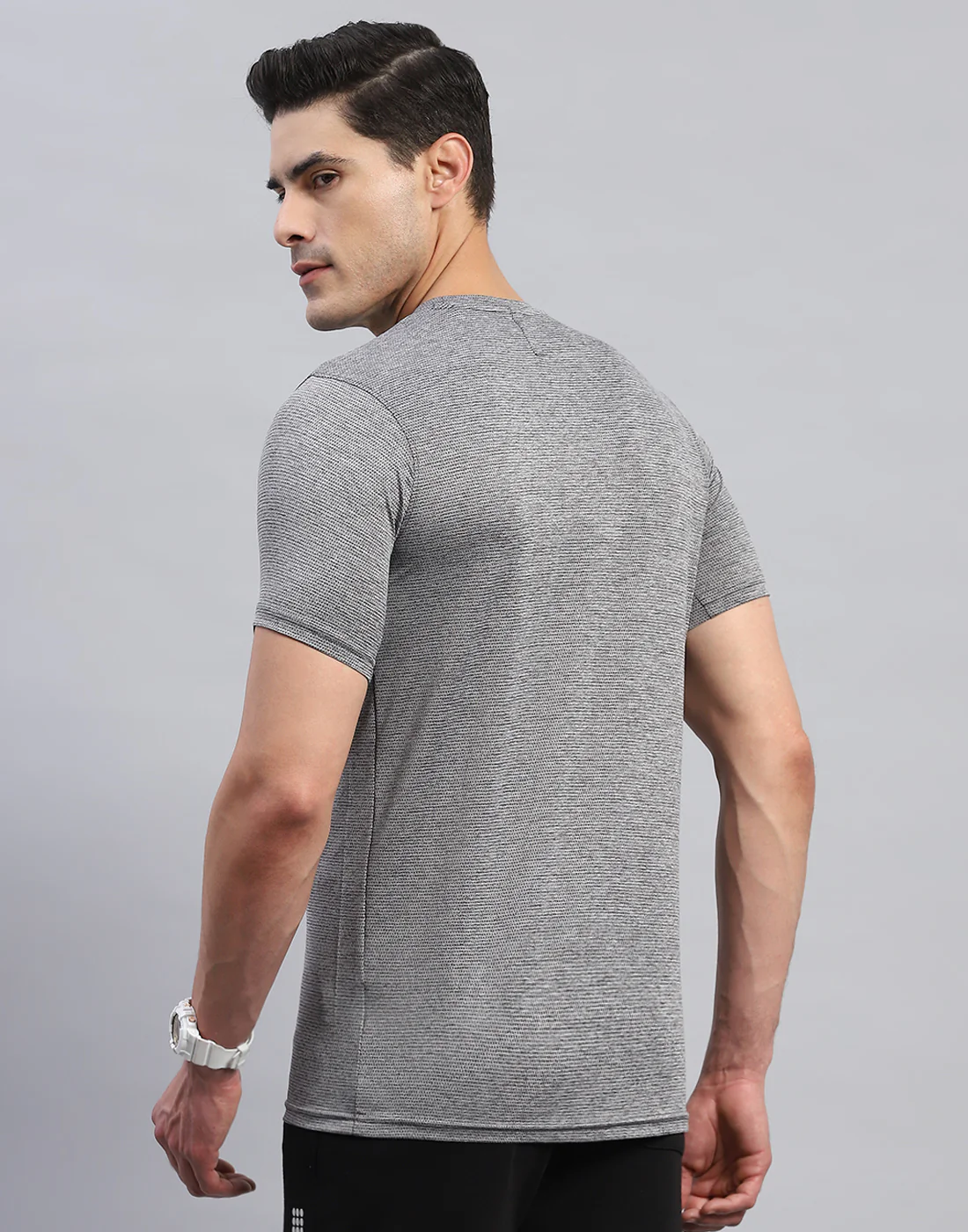 Rock.it Men Grey Self Design Round Neck Half Sleeve T-Shirt - Image 5