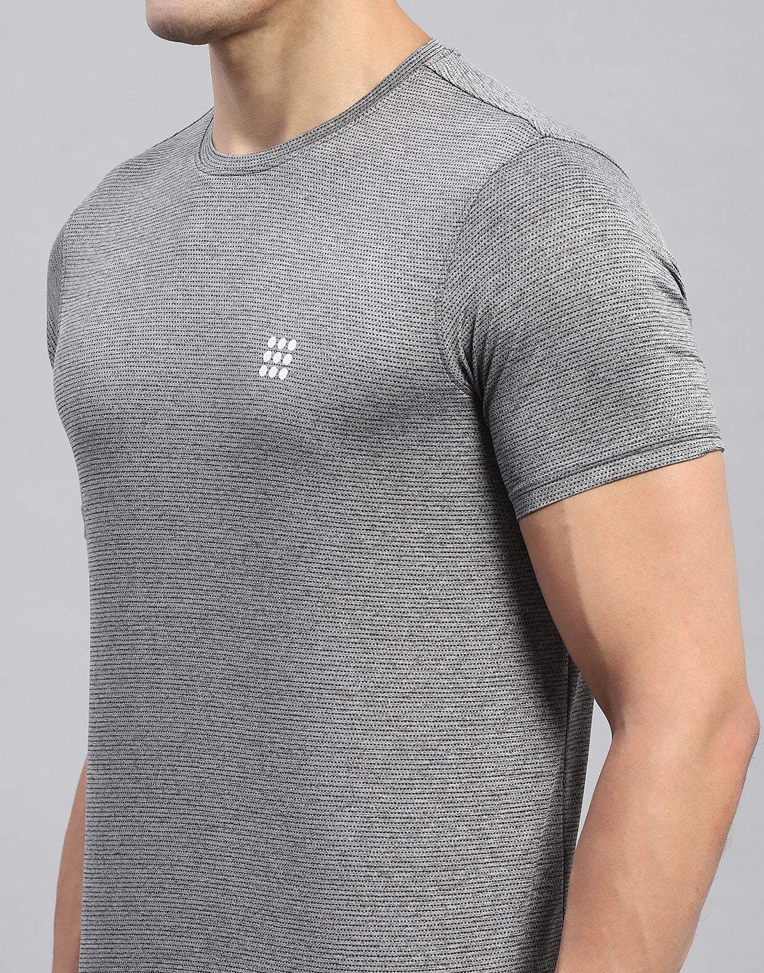 Rock.it Men Grey Self Design Round Neck Half Sleeve T-Shirt - Image 6