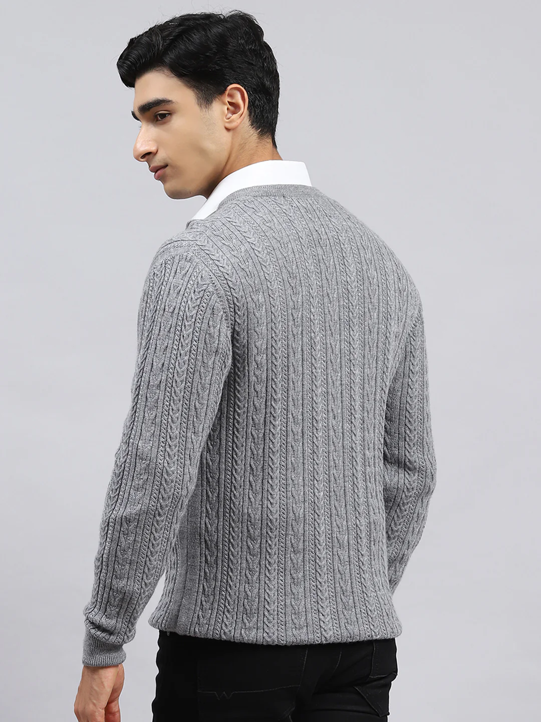 Men Grey Self Pullover - Image 5