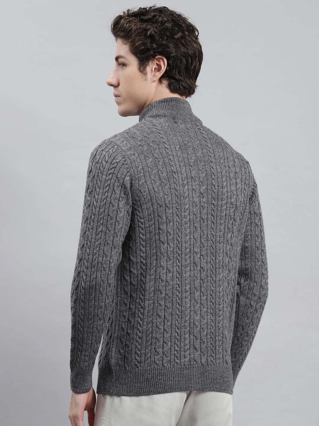 Men Grey Self Pullover - Image 4
