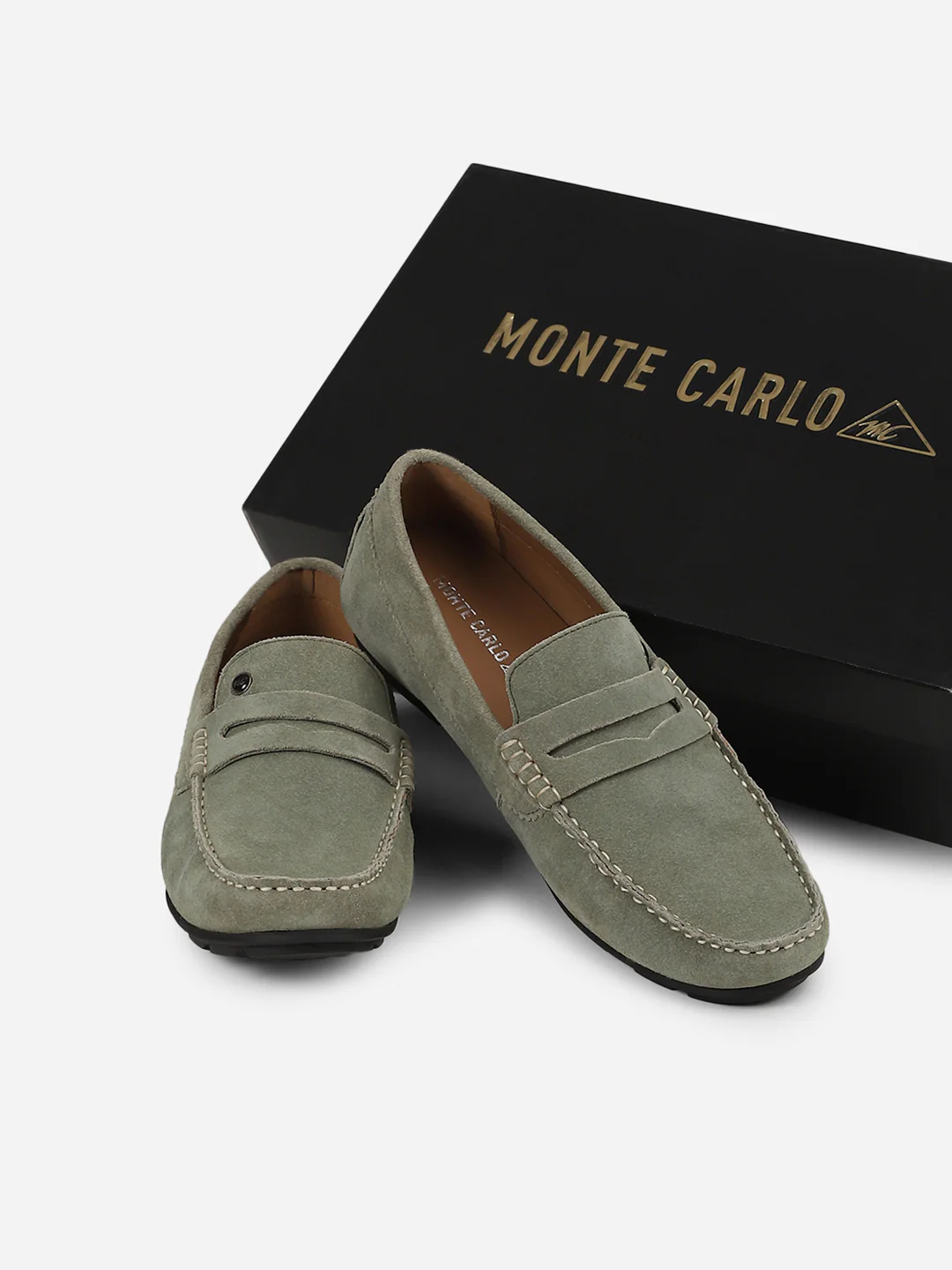 Men Grey Slip-On Genuine Leather Loafer - Image 3