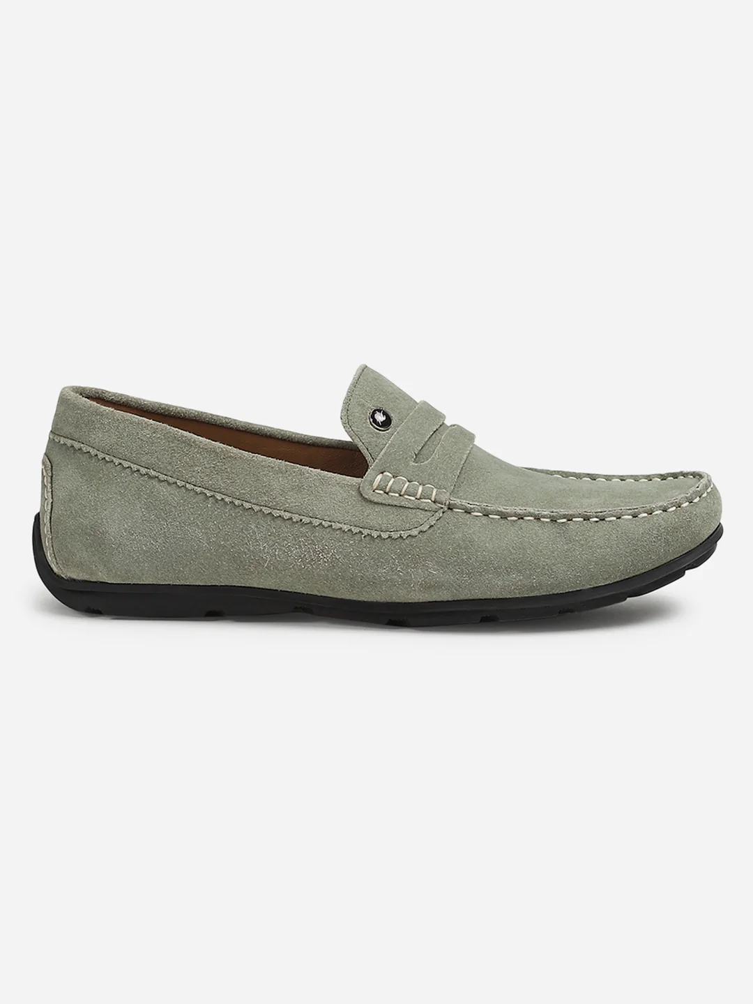 Men Grey Slip-On Genuine Leather Loafer - Image 6