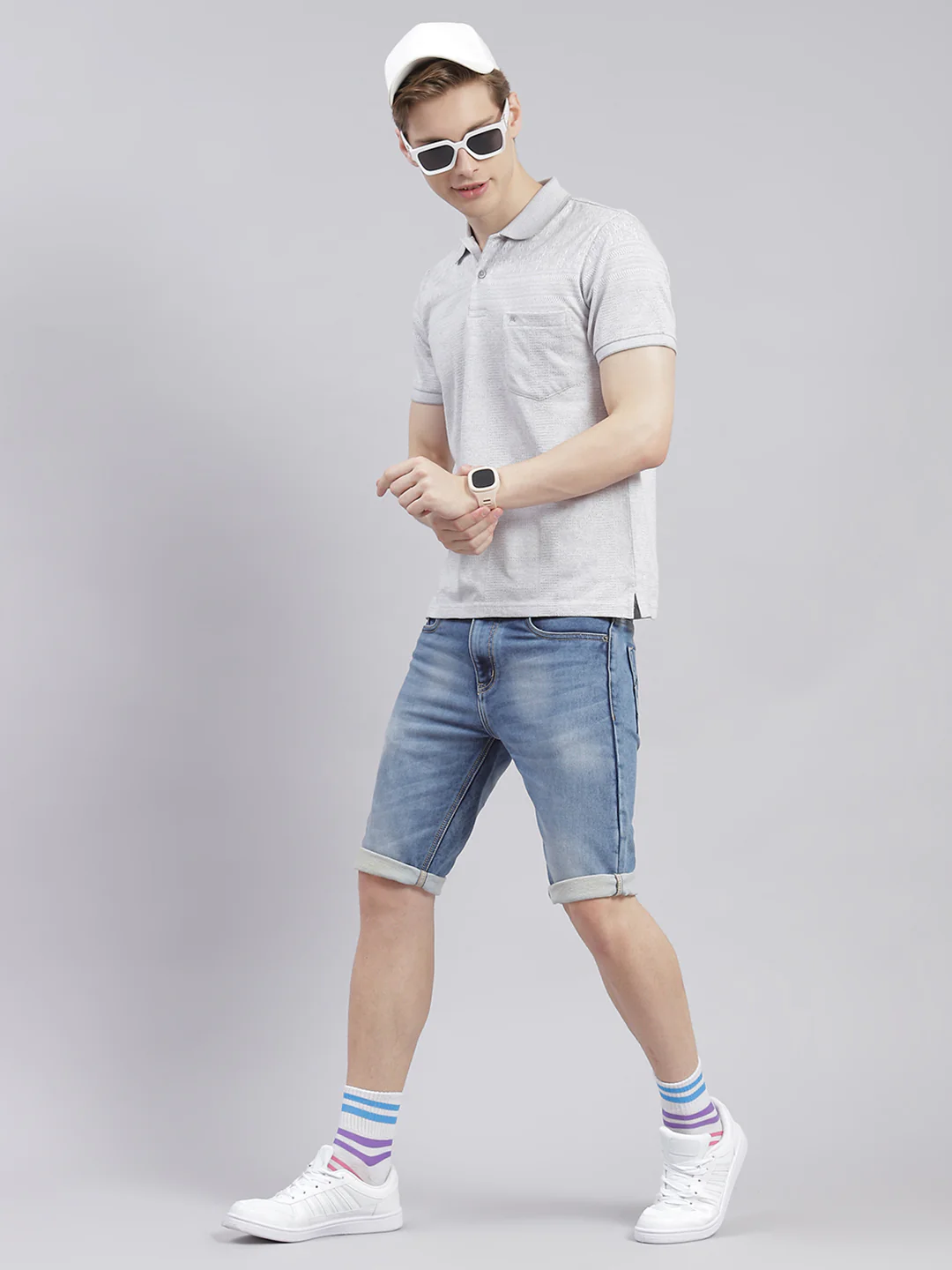 Men Grey Solid Collar Half Sleeve T-Shirts