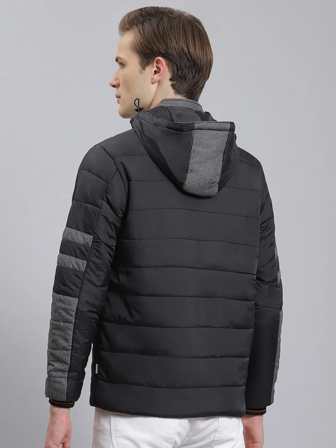Men Grey Solid Hooded Full Sleeve Jacket - Image 4