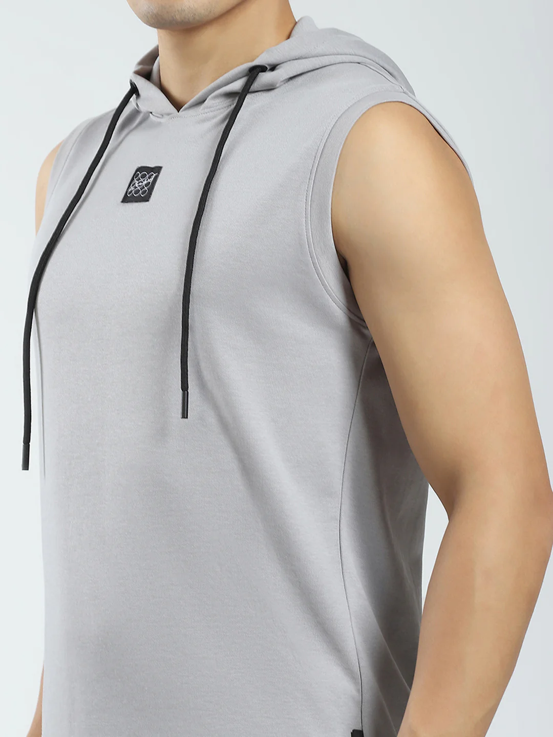 Rock.it Men Grey Solid Hooded Sleeveless T-Shirt - Image 6