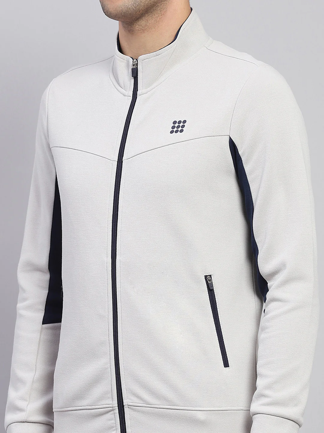 Rock.it Men Grey Solid Mock Neck Full Sleeve Winter Tracksuit - Image 6