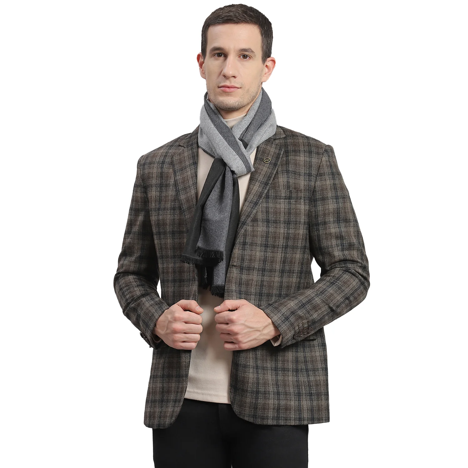 Men Grey Solid Muffler - Image 5