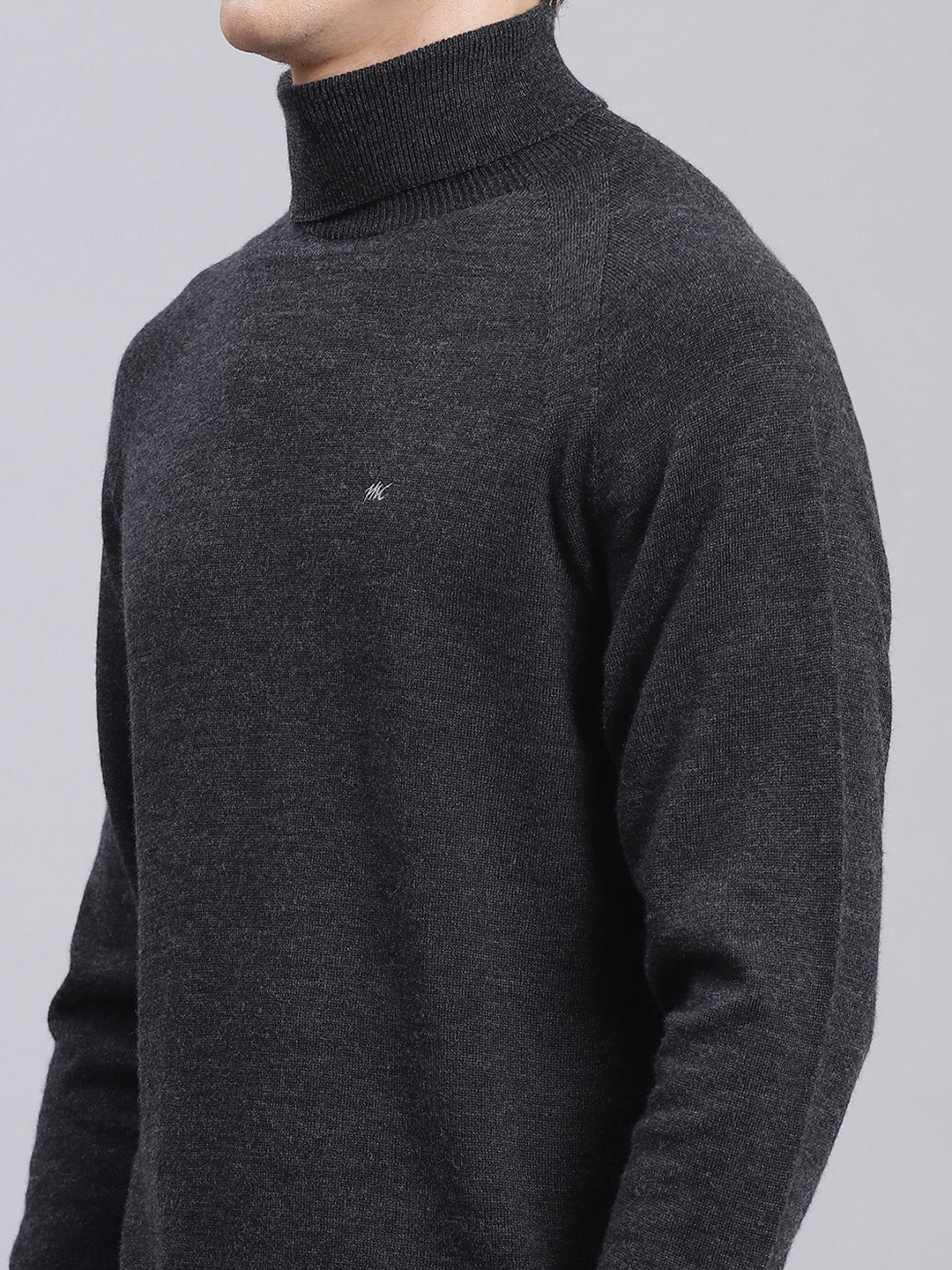 Men Grey Solid Pure wool Pullover - Image 6