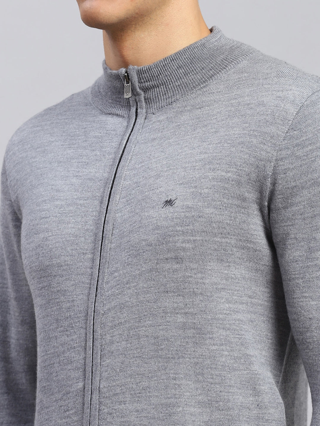 Men Grey Solid Pure wool Pullover - Image 6