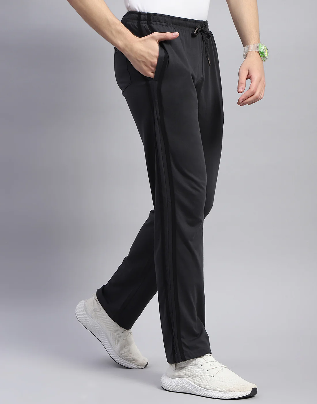 Men Grey Solid Regular Fit Lower - Image 4