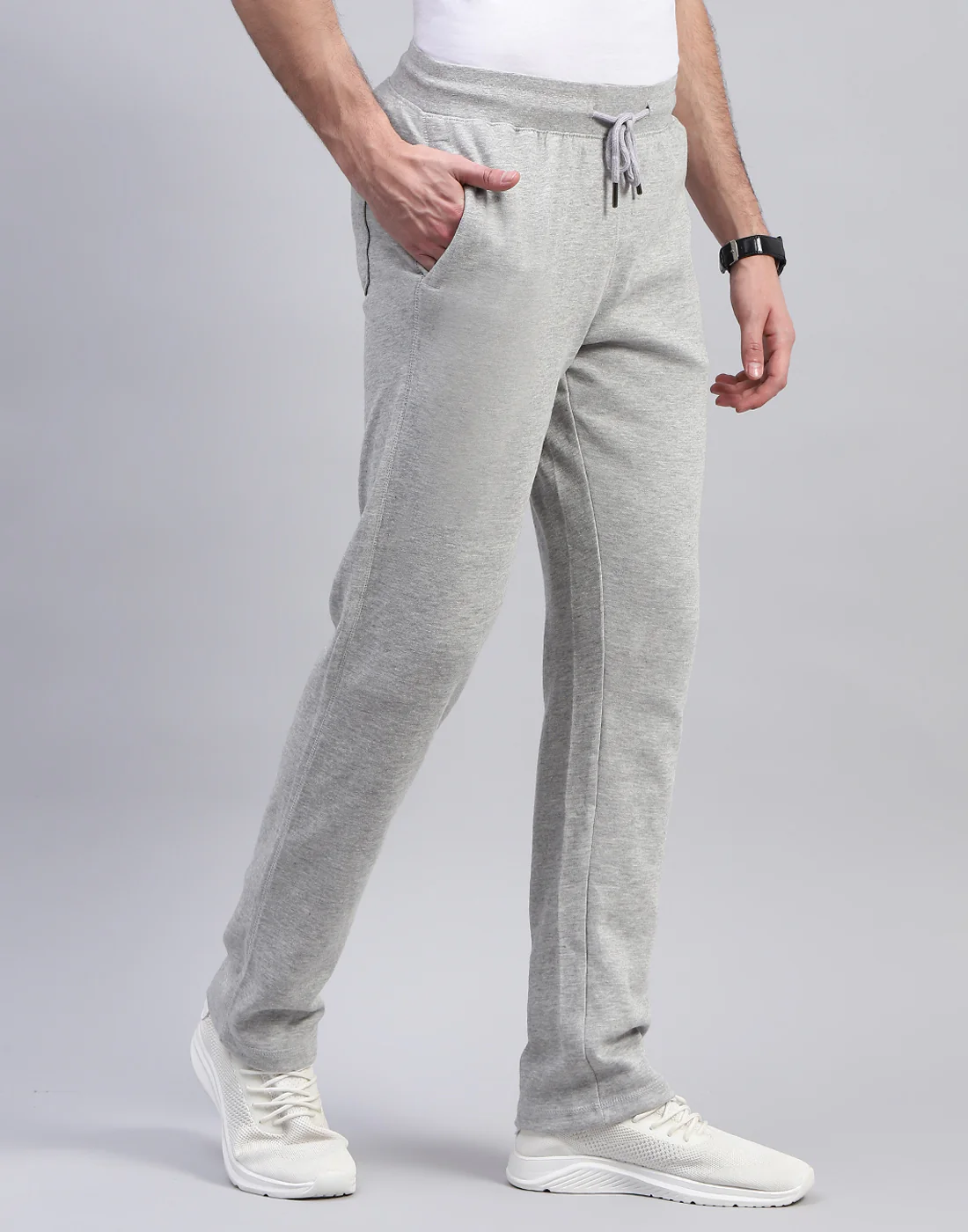 Men Grey Solid Regular Fit Lower - Image 4