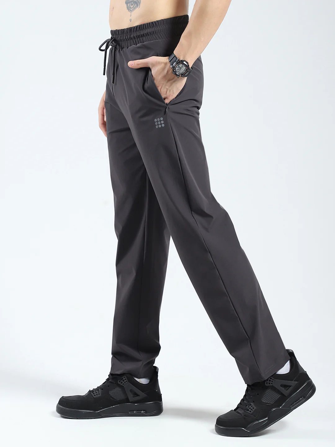 Rock.it Men Grey Solid Regular Fit Lower - Image 3