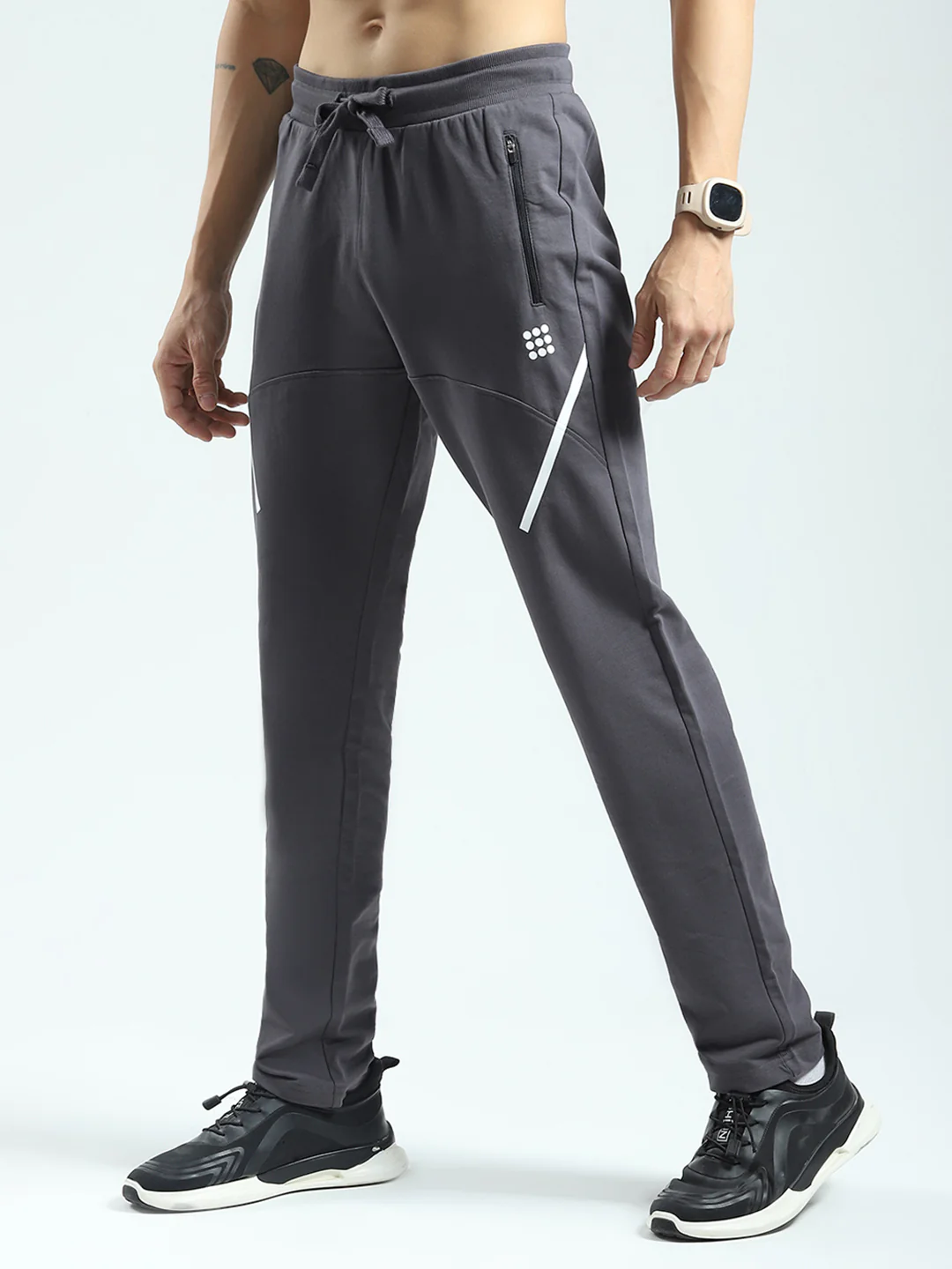 Rock.it Men Grey Solid Regular Fit Lower - Image 3