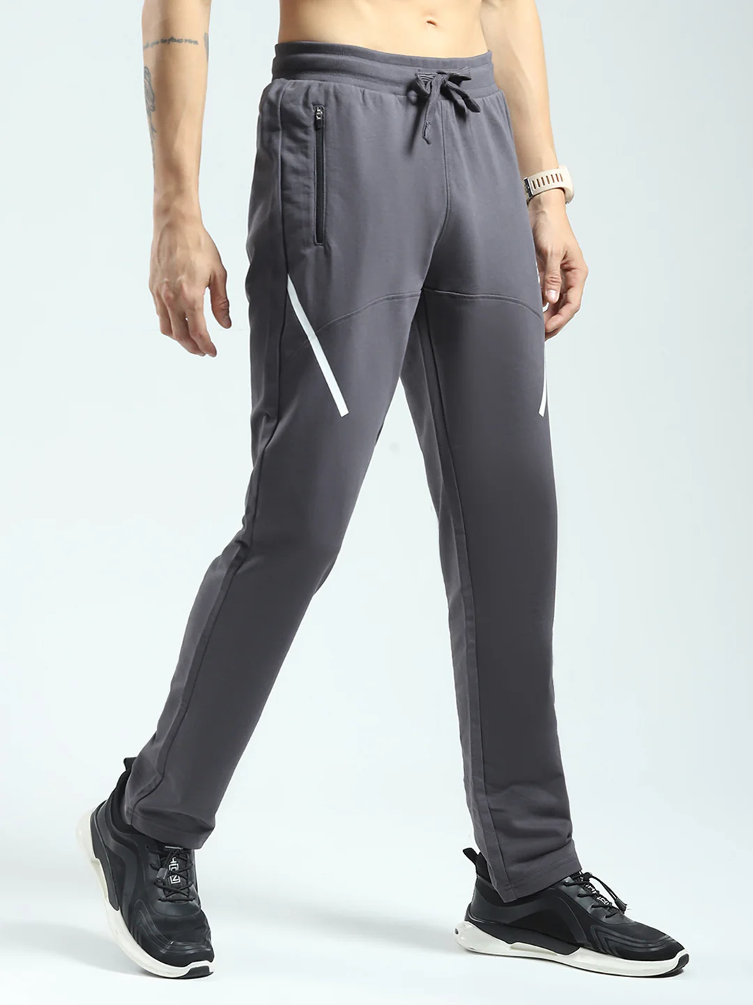 Rock.it Men Grey Solid Regular Fit Lower - Image 4