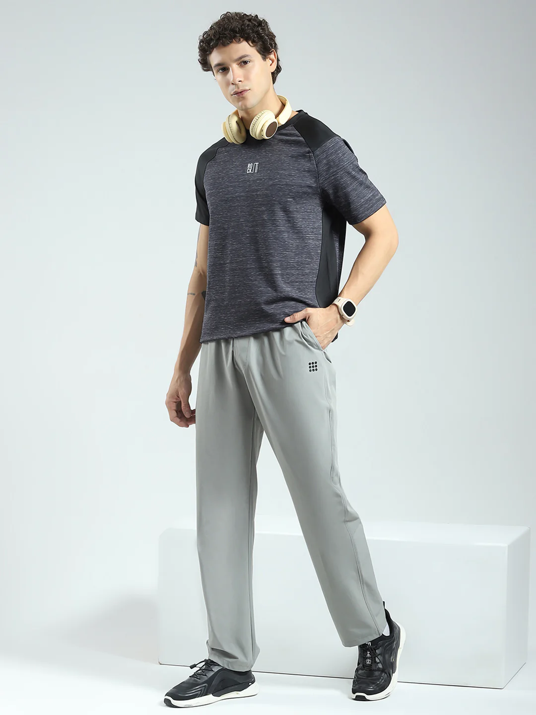 Rock.it Men Grey Solid Regular Fit Lower - Image 2