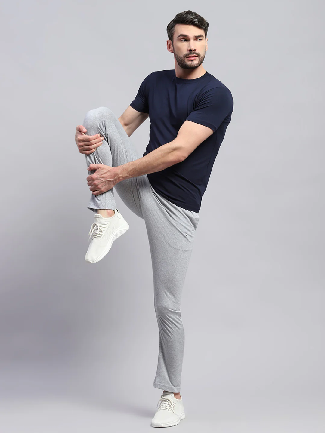 Men Grey Solid Regular Fit Lower - Image 2