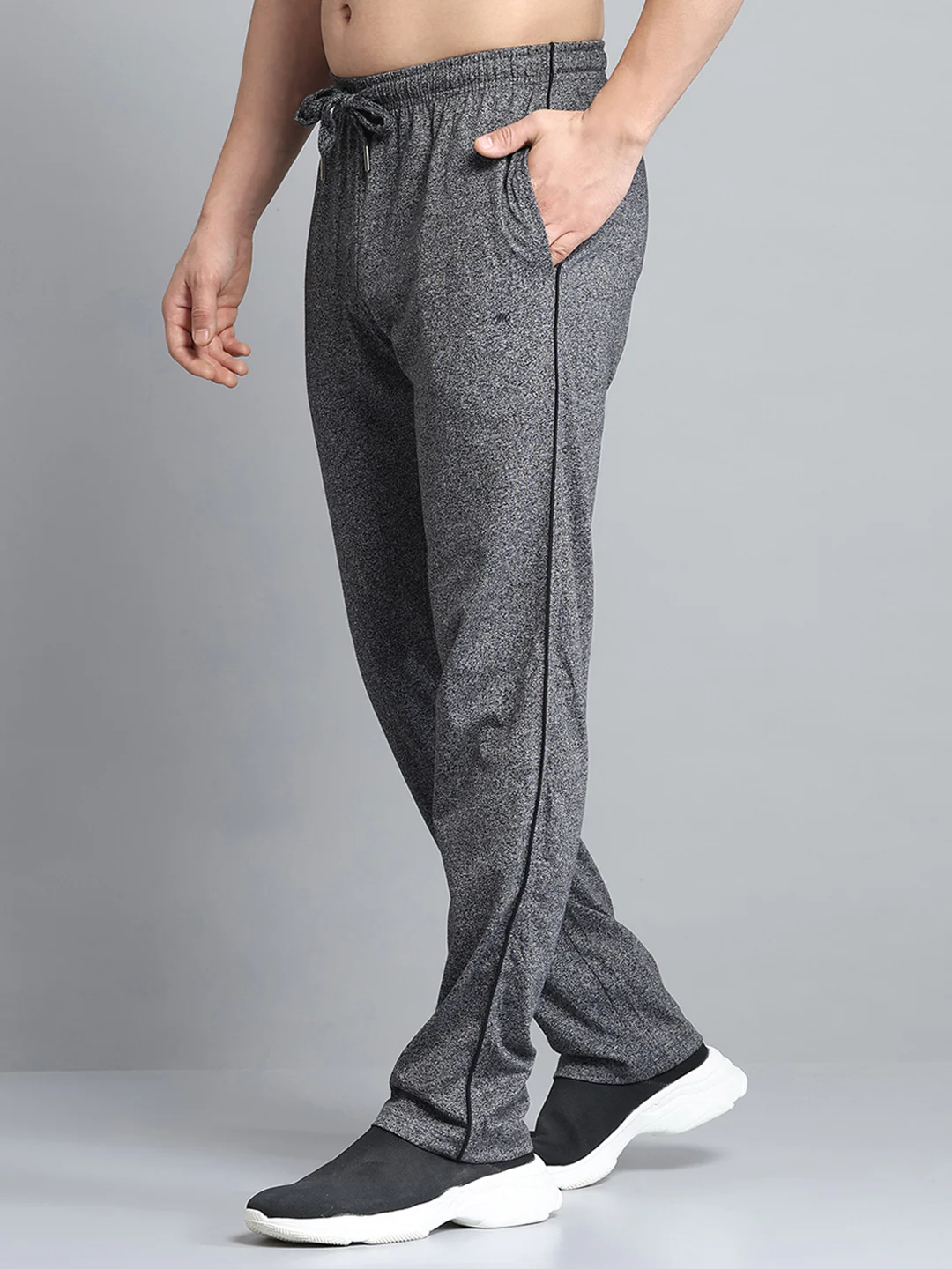 Men Grey Solid Regular Fit Lower - Image 3