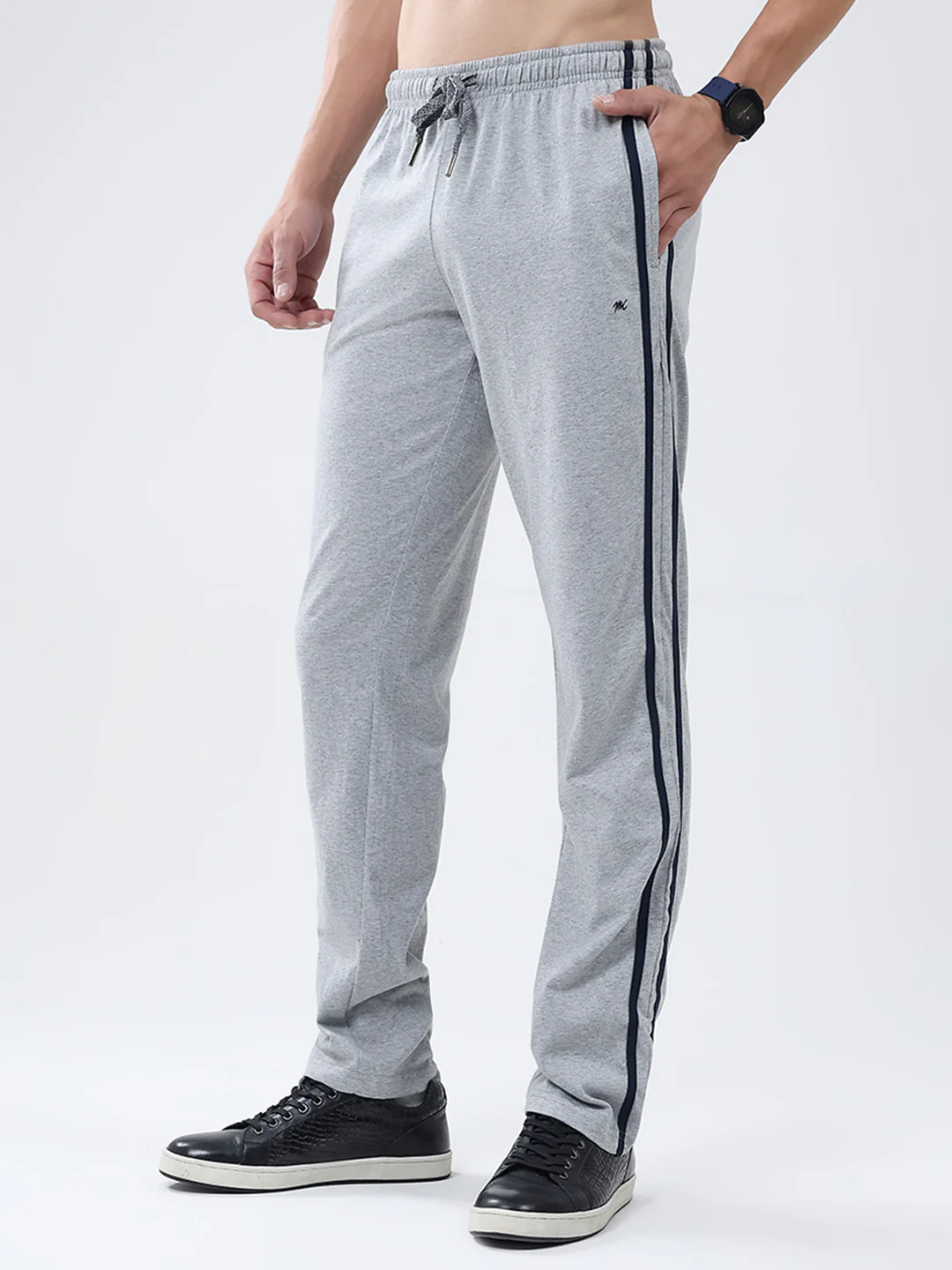 Men Grey Solid Regular Fit Lower - Image 3