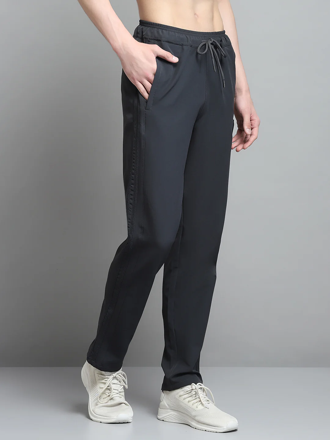 Men Grey Solid Regular Fit Lower - Image 4