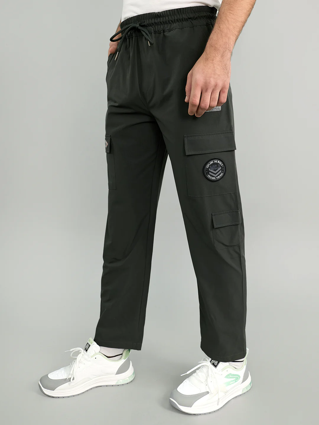 Men Grey Solid Regular Fit Lower - Image 2