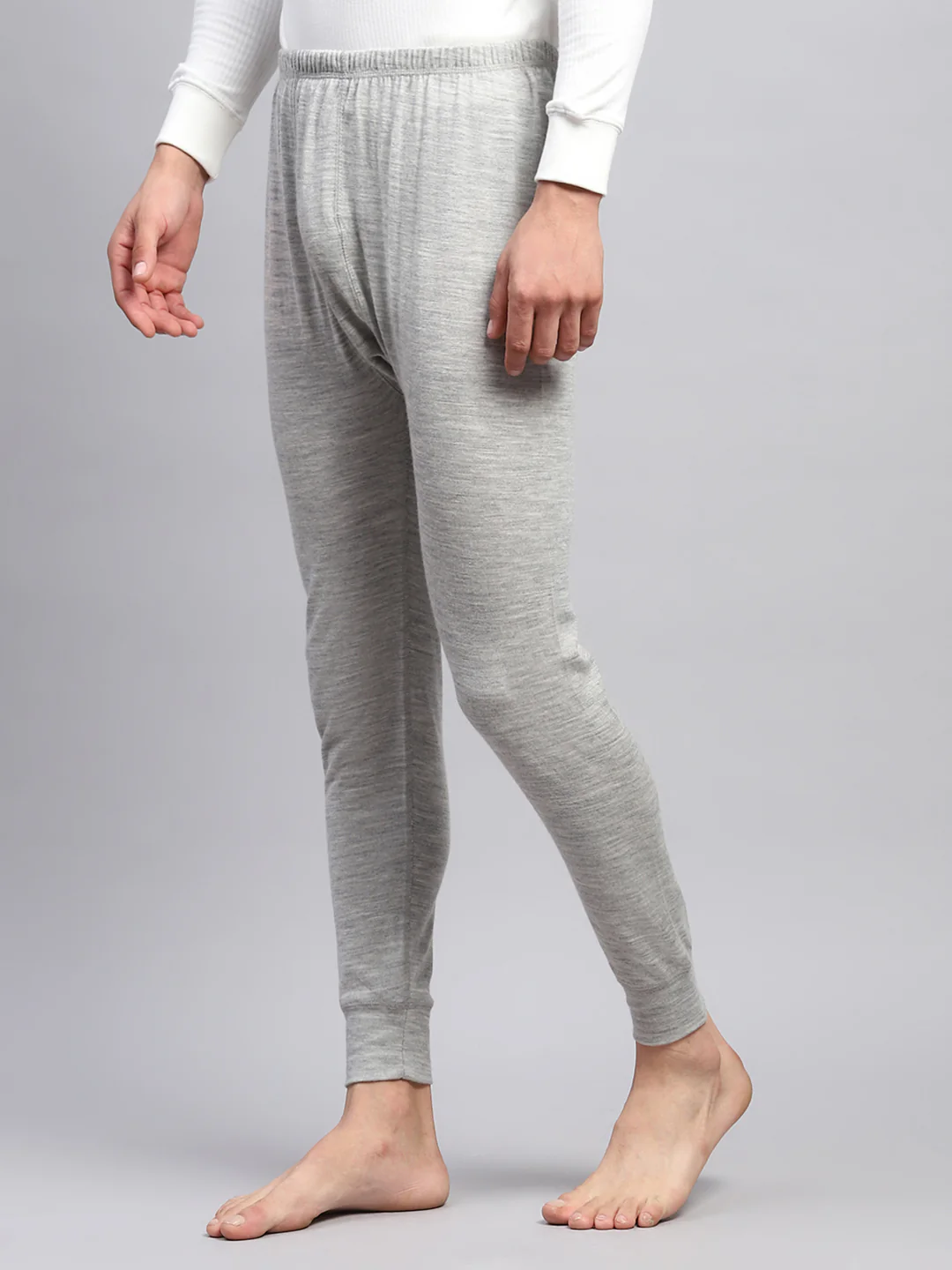 Men Grey Solid Regular Fit Lower - Image 3