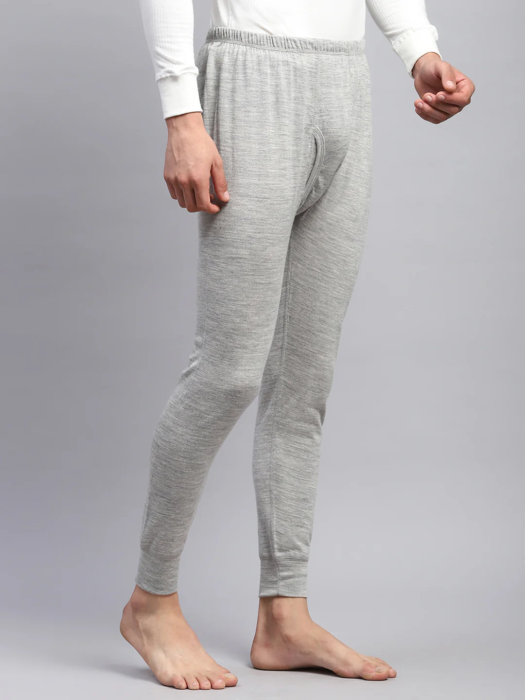 Men Grey Solid Regular Fit Lower - Image 4