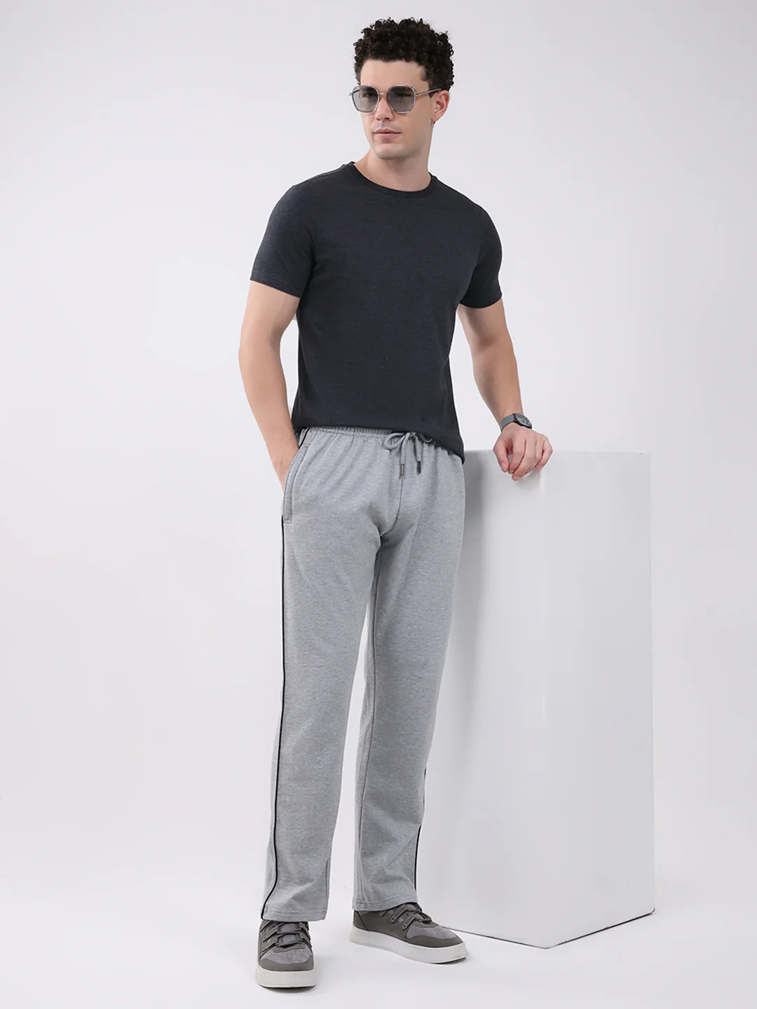 Men Grey Solid Regular Fit Winter Lower - Image 2