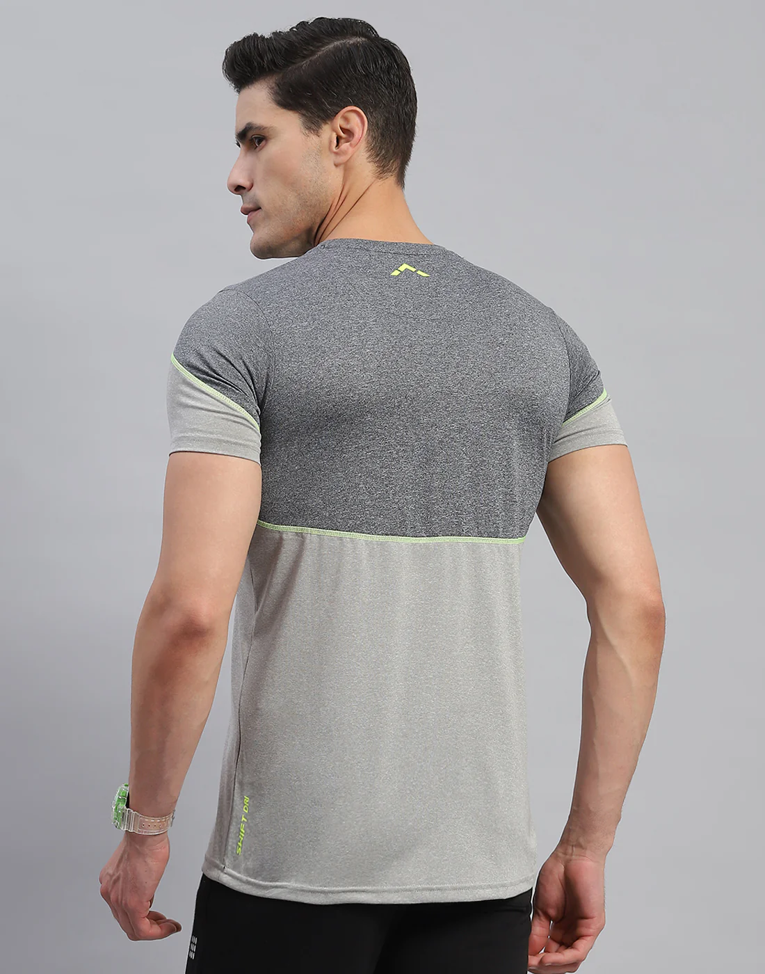 Rock.it Men Grey Solid Round Neck Half Sleeve T-Shirt - Image 5