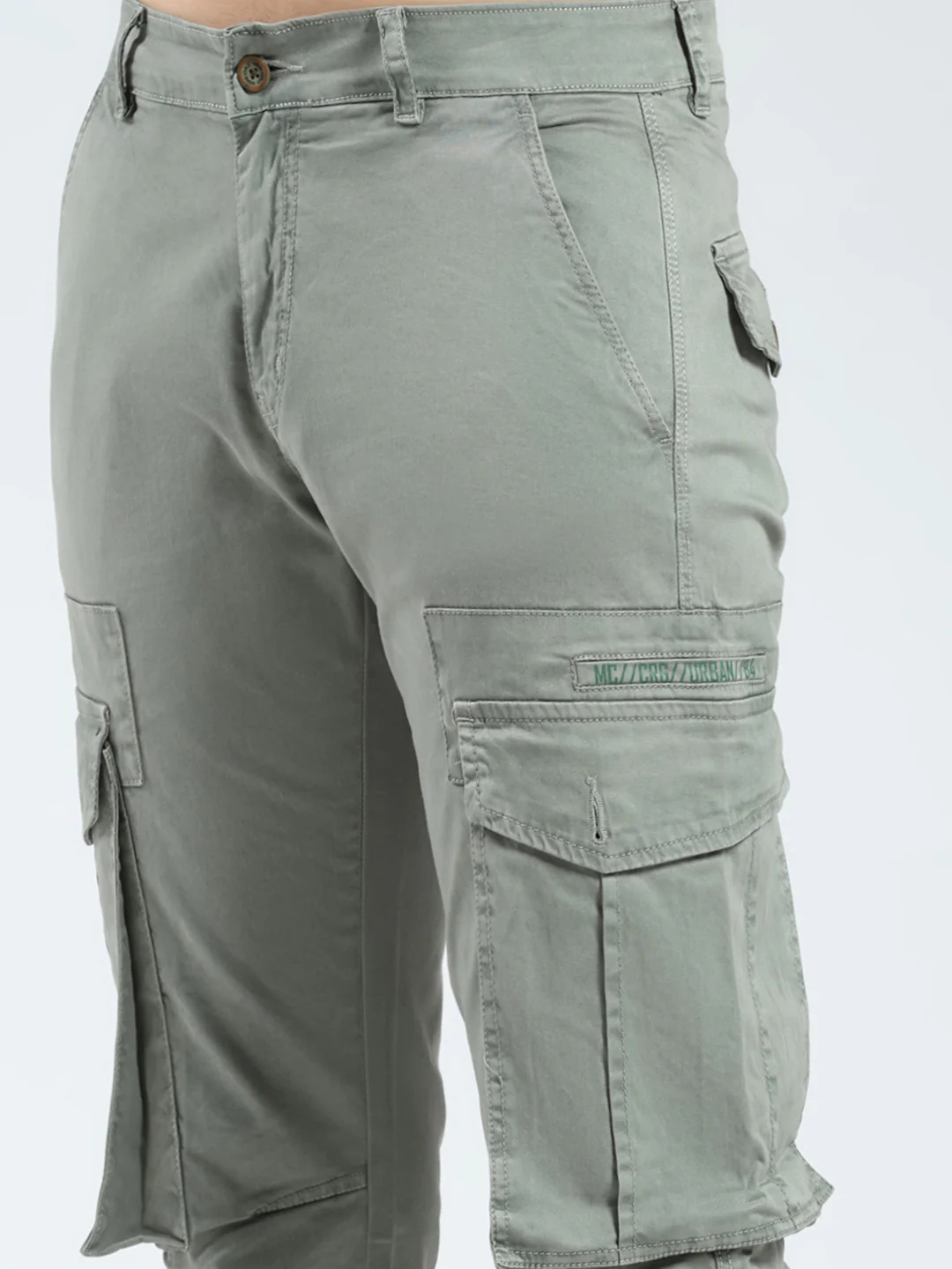 Men Grey Solid Slim Fit Cargo - Image 6