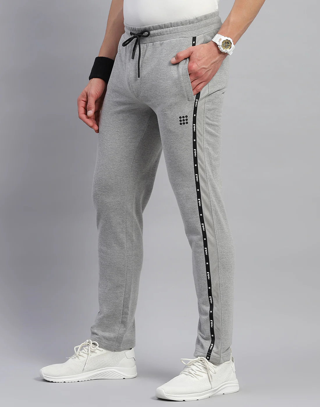Rock.it Men Grey Solid Slim Fit Lower - Image 4