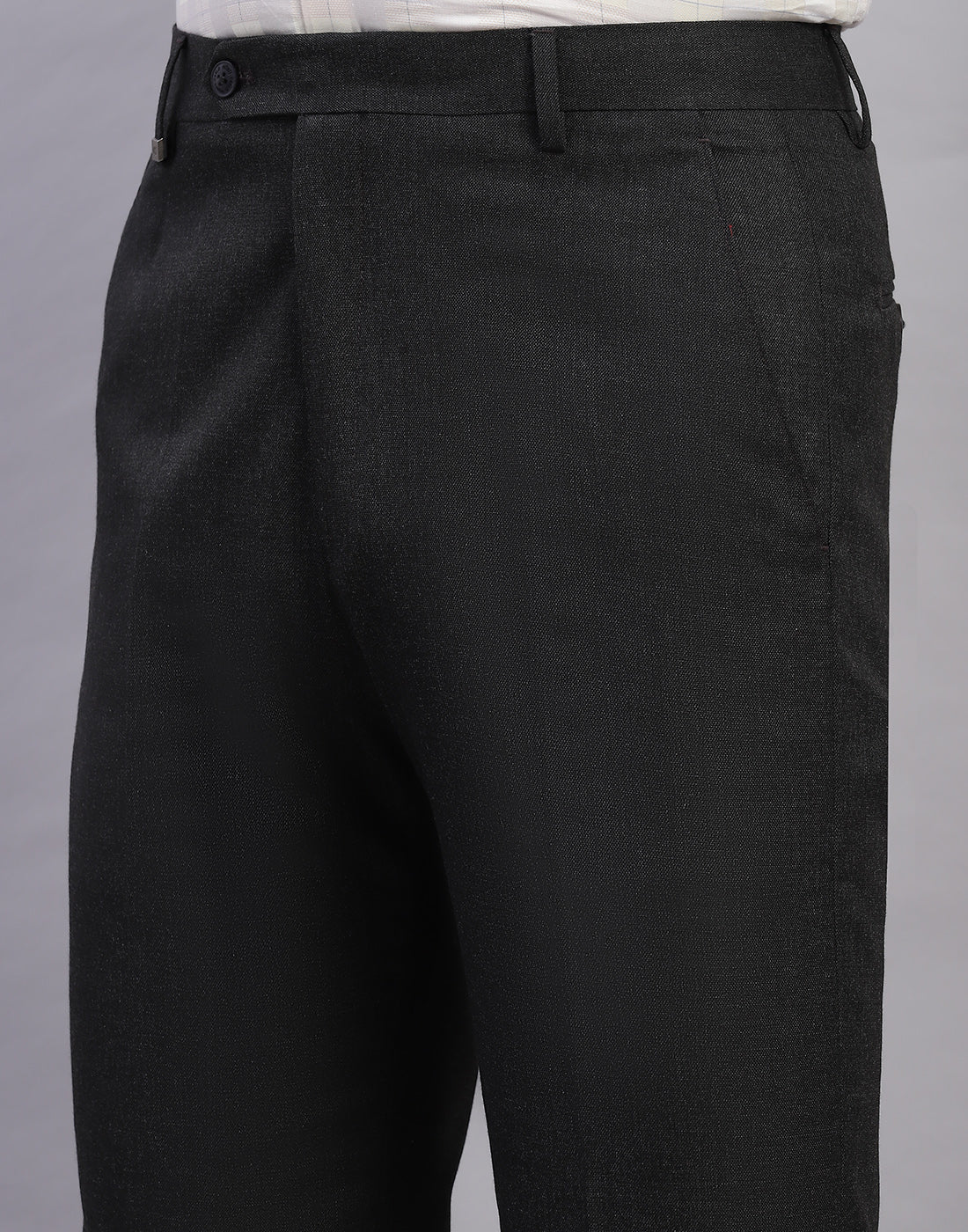 Men Grey Solid Smart Fit Trouser - Image 6