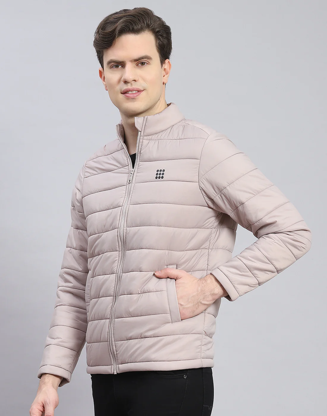 Rock.it Men Grey Solid Stand Collar Full Sleeve Jacket - Image 4