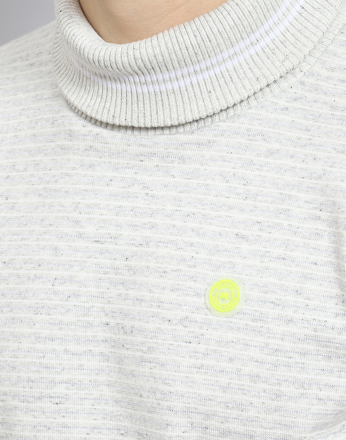 Men Grey Solid T Neck Full Sleeve Sweatshirt - Image 8