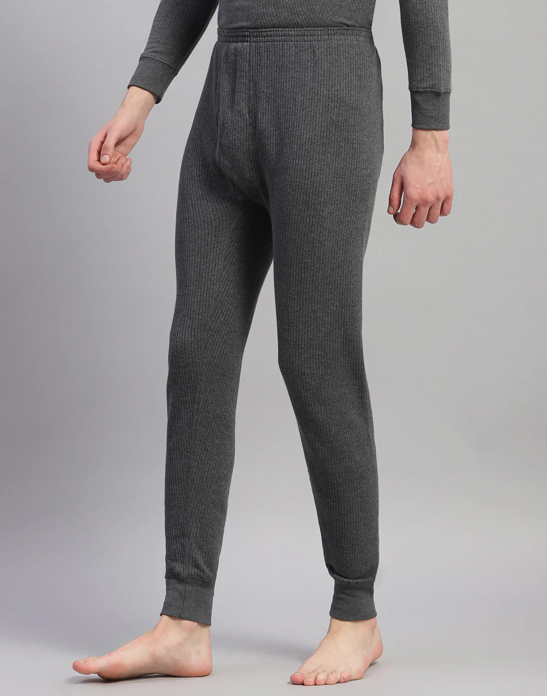 Men Grey Solid Thermal Lower - Image 3