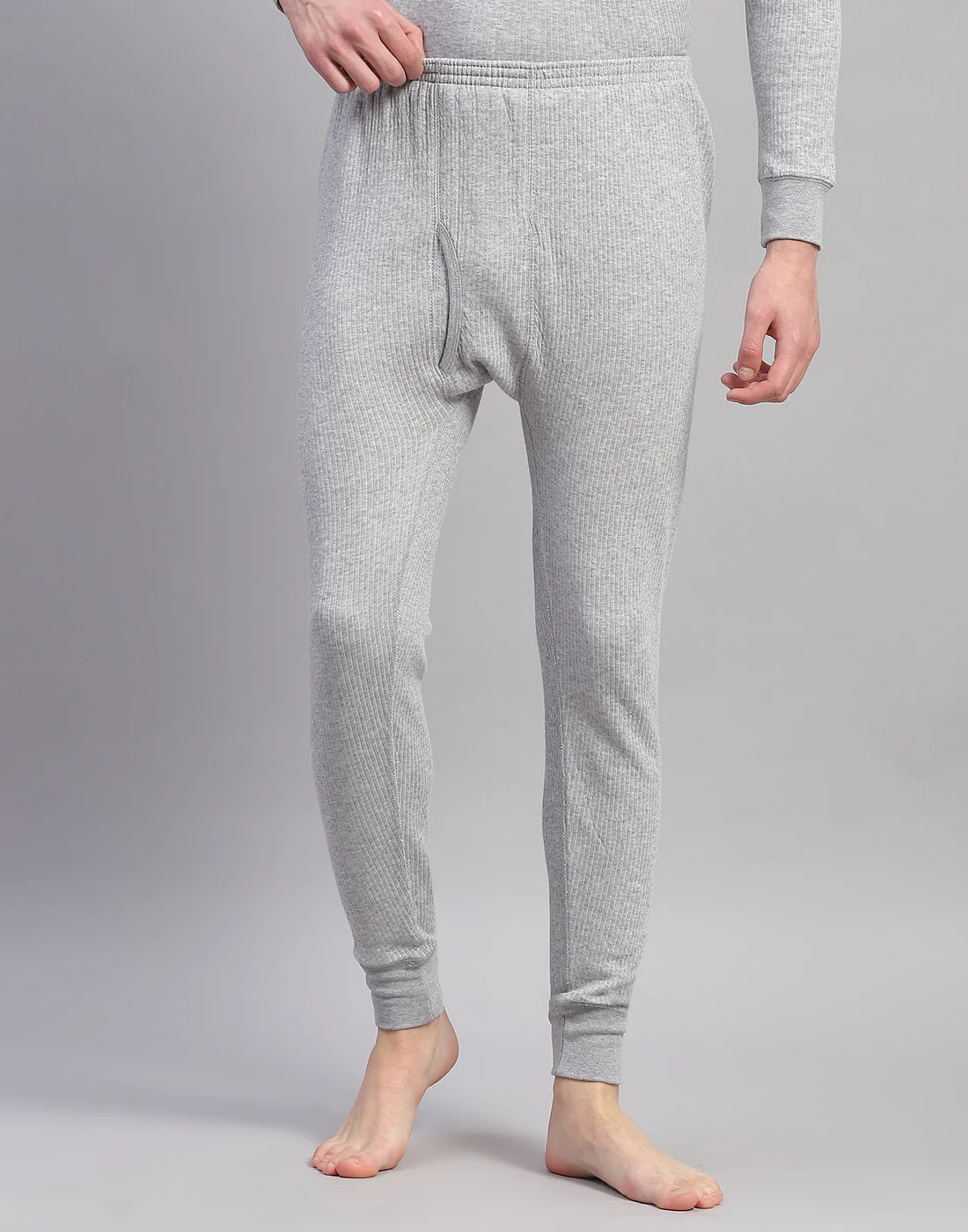 Men Grey Solid Thermal Lower - Image 2