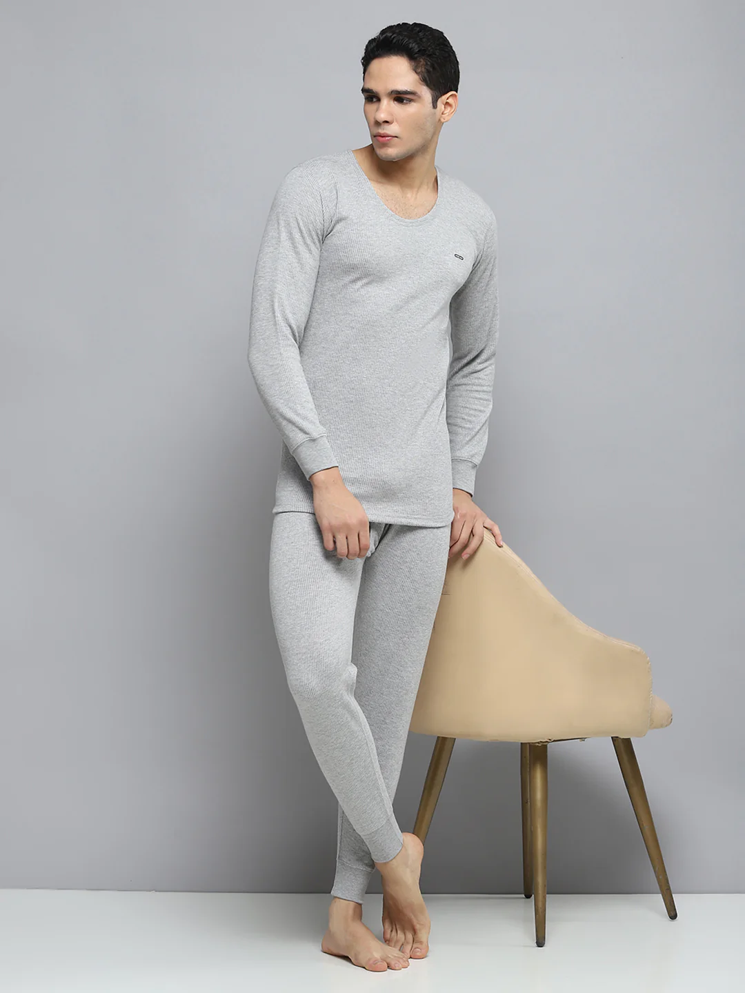 Men Grey Solid Thermal Lower - Image 2