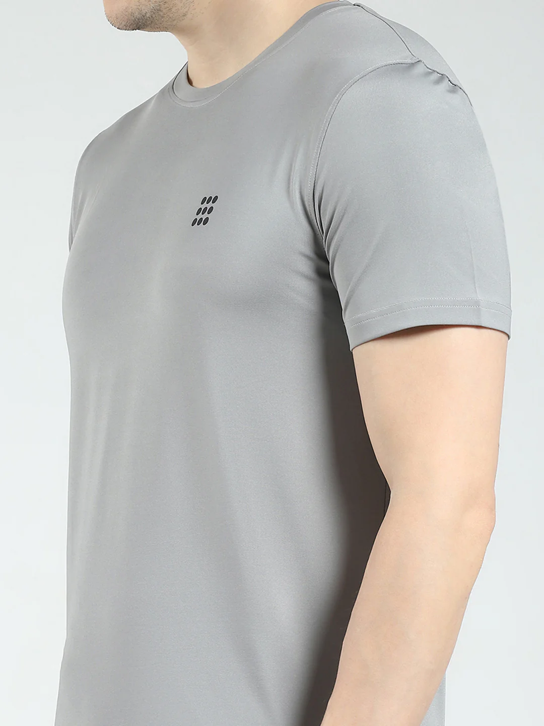 Rock.it Men Grey Solid Round Neck Half Sleeve T-Shirt - Image 6