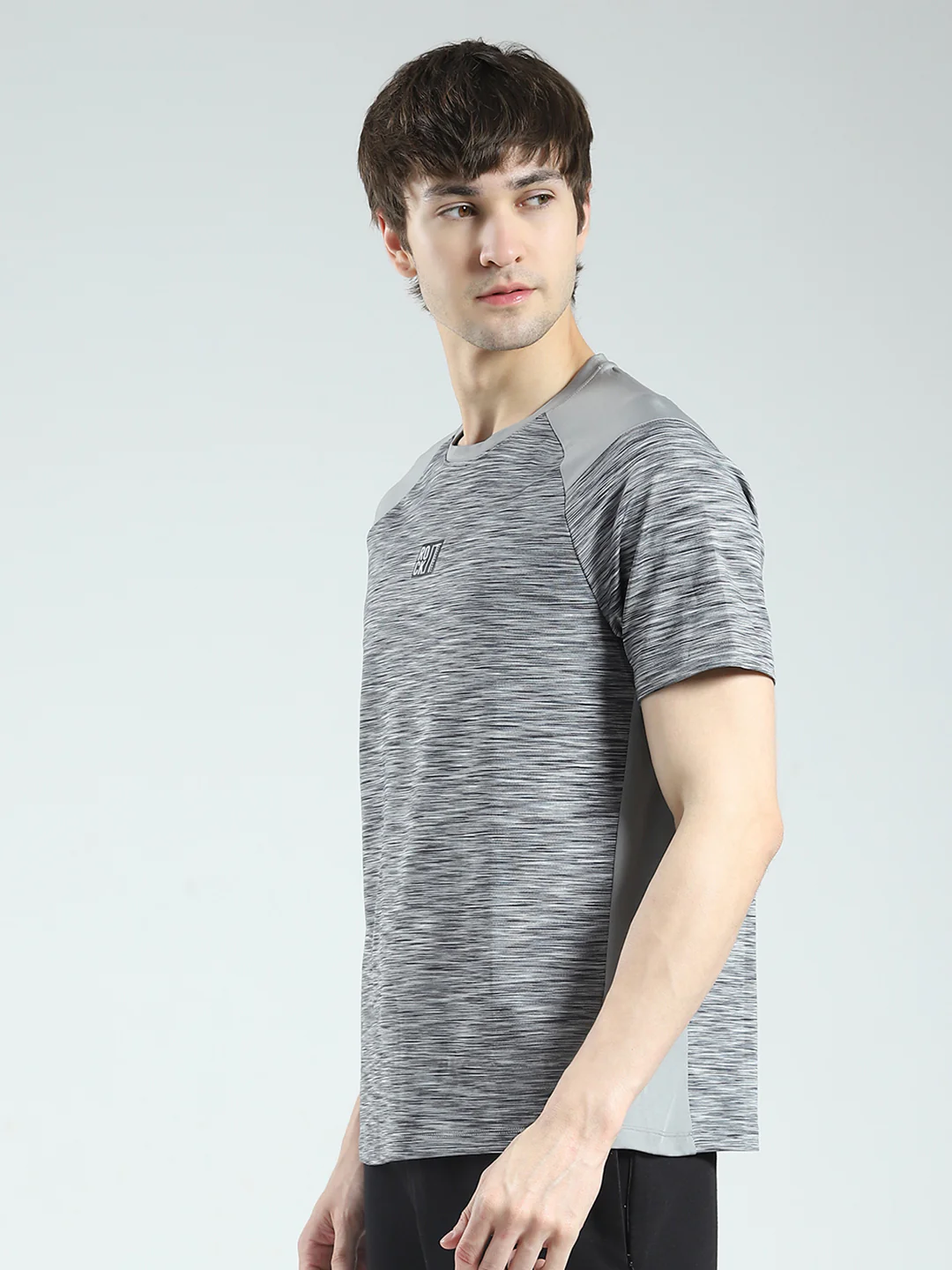 Rock.it Men Grey Solid Round Neck Half Sleeve T-Shirt - Image 3