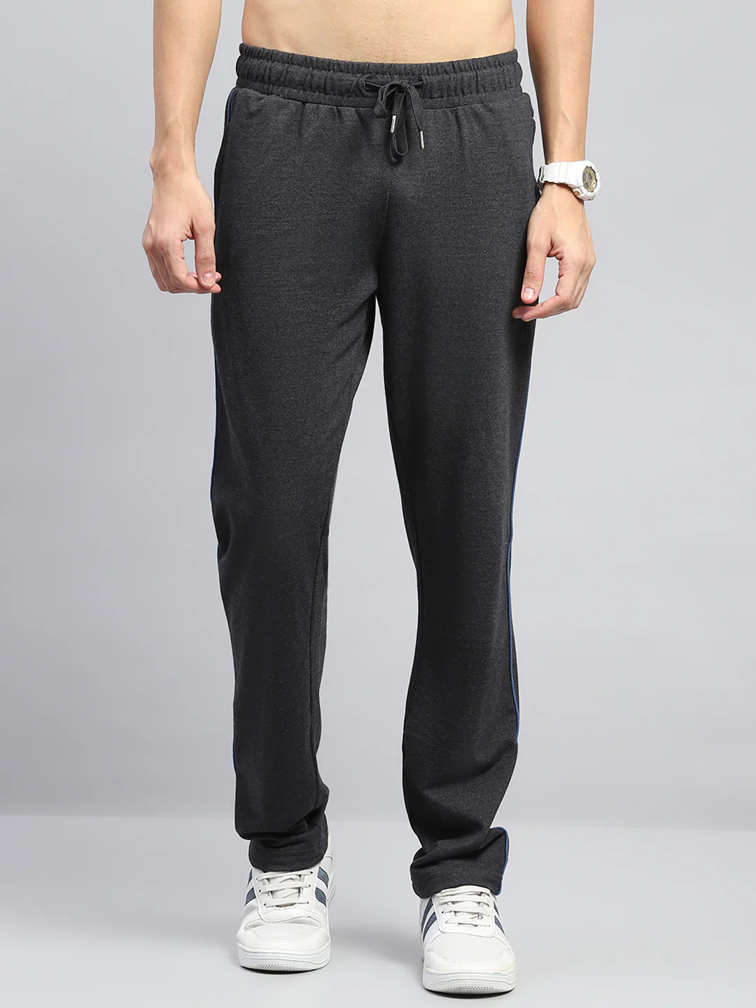 Men Grey Stripe Collar Full Sleeve Winter Tracksuit - Image 7