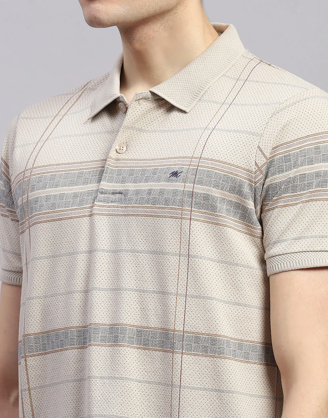 Men Khaki & Navy Blue Solid Polo Collar Half Sleeve Lower Set - Image 7